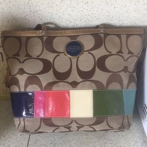 COACH SHOULDER BAG!!!! Gold and multi-color!